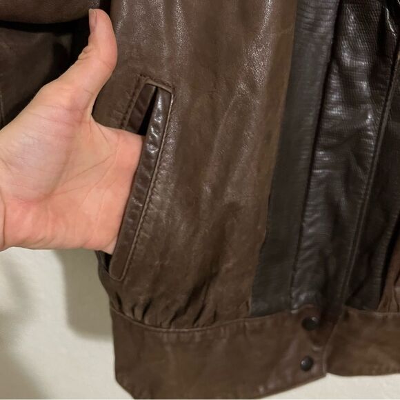 Vintage Gino di Giorgio By Comint Brown Leather Bomber Jacket Coat Size S - Picture 12 of 15